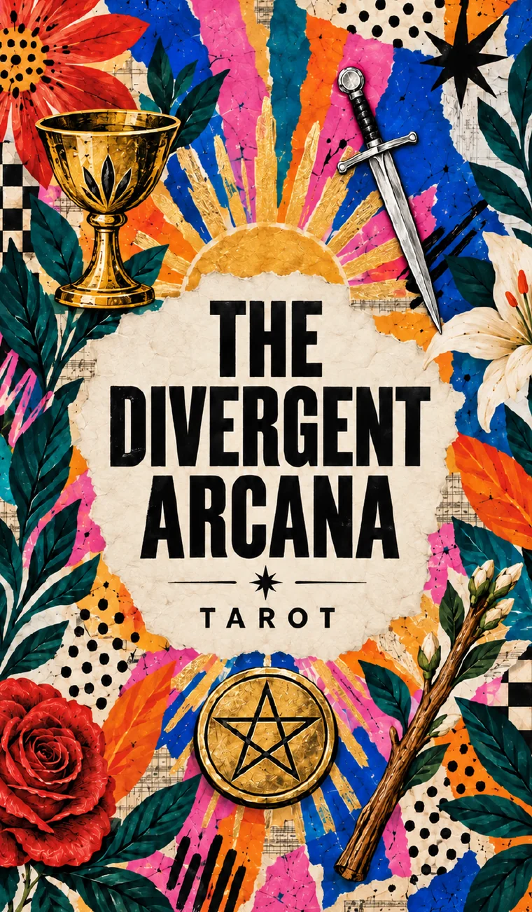 The Divergent Arcana title card, with the card back behind it